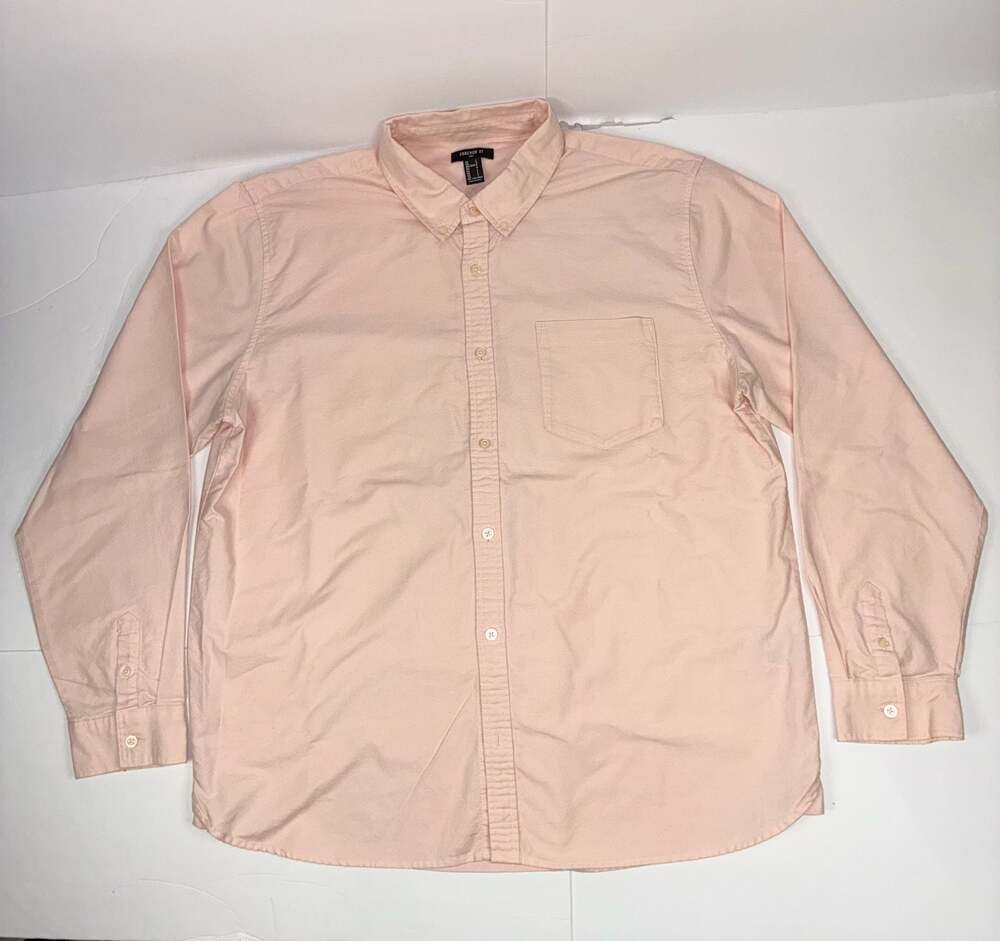 Forever 21 Men Pink Button Down Oxford Shirt Size Large